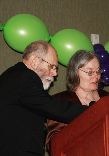 Paul and Bev giving Wedding Speaches