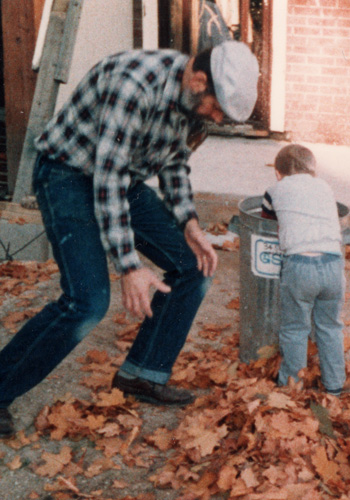 Paul gathering Leaves in Toronto